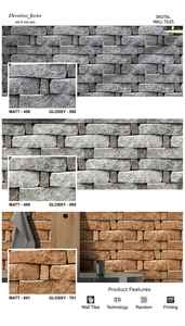 Baldosas Digitales de Efecto Elevación 300x450mm, Diseño Ladrillo Piedra 3D, Cerámica Mate para Interiores de Villas y Centros Comerciales - Product Image 2