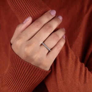 Round Cut Lab Grown Diamond Full Eternity <b>Wedding</b> Band Solid 10K 14K 18K Gold Shared Prong Stackable Anniversary Ring Wholesale - Product Image 5