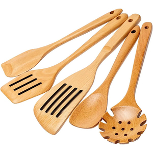 Wholesale Handmade Acacia Wooden Cooking Spoon Set Eco-Friendly Kitchen With <b>Holder</b> For Non Stick Pans Kitchen Daily Use - Product Image 5