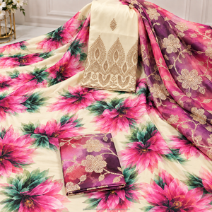 Tissu de robe en soie 100% tissé jacquard Dirac, motif somalien traditionnel complexe, pour tenue de mariage et de fête pour femmes - Product Image 6