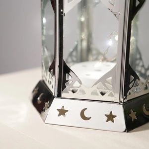 Wholesale Ramadan & Christmas <b>Black</b> Nickel Metal Moroccan Candle Holder <b>Lantern</b> for Tabletop and Hanging - Product Image 3
