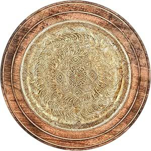Bandejas metálicas marroquíes estilo plato para café y té, chapadas en oro, de latón, decorativas, para decoración del hogar, artículo de regalo a buen precio. - Product Image 5