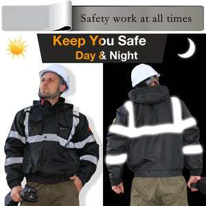 Perfectionists Cotton <b>High</b> <b>Visibility</b> CE Certified Breathable Zippered Reflective <b>Softshell</b> Unisex Work <b>Jacket</b> Needle Detection - Product Image 4
