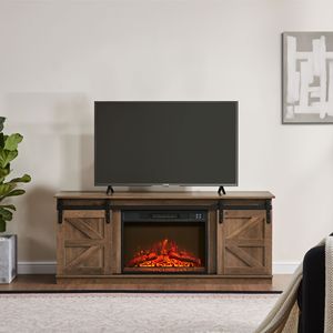 Mobile TV in Stile Rustico con Porta Scorrevole e Vano Portaoggetti per TV fino a 65 Pollici - Product Image 1