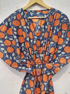 Vestido Kaftán de Algodón con Estampado Floral, Ropa de Estar por Casa Estilo Bohemio, Tallas Grandes - Product Image 2