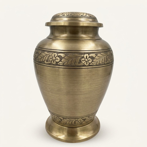 Urnas de Cremación de Metal Rosa para Cenizas Humanas, Tamaño Adulto, Diseño Floral Grabado, Banda Plateada, Urna Funeraria Conmemorativa Con Tapa Roscada - Product Image 2