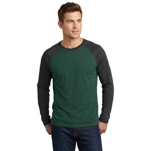 Camiseta de Manga Raglán para Hombre, Cuello Redondo, Estampado Gráfico, Ribete en Contraste, Tejido Casual, 100% Algodón, Corte Regular, 220 Gramos, Antiarrugas - Product Image 1