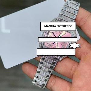 Reloj de Lujo Unisex de Acero Inoxidable con Movimiento Mecánico, Diamantes Moissanite VVS1, Totalmente Cubierto de Diamantes, Correa Deportiva de 20 mm, Cristal - Product Image 3