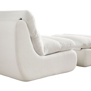 Cozy Corduroy Modern Compressed Lounge Chair with Ottoman <b>Recliner</b> for Small Spaces-Living Room or Bedroom Use - Product Image 4