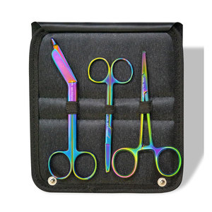 Juego de Tijeras Quirúrgicas Manuales de Acero Inoxidable, 3 Piezas, Multicolor, Recubiertas de Titanio, Certificación CE, Rainbow Lister Apto Enterprises - Product Image 1