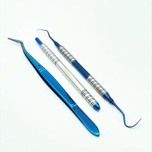 Dental Scaler Set 3Pcs Manual Knurled Grip Blue Metal <b>Teeth</b> <b>Cleaning</b> Instrument Class I Surgical <b>Tool</b> Shuja Surgico - Product Image 1