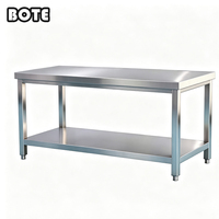 Table de travail en acier inoxydable 304 certifiée CE, table de préparation pour restaurant, table de travail de cuisine robuste, finition polie