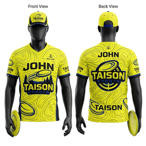 Camiseta de Disc Golf para Hombre, 150 GSM, Poliéster Premium Transpirable, Paneles Degradados en Amarillo Neón y Verde, Impresión por Sublimación, Logotipo Personalizado - Product Image 4