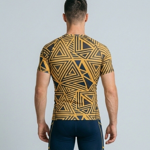 Men's Custom Geometric Pattern Compression <b>Shirt</b> Short Sleeve O-Neck Quick Dry Sporty Fit Athletic Performance Wear - Product Image 2