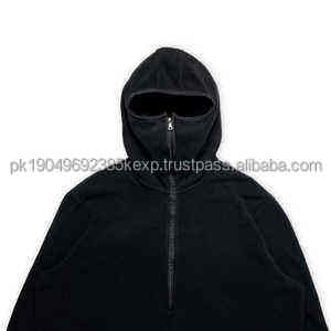 Custom Logo Cotton <b>Hoodie</b> Double Hooded <b>Ninja</b> Double Layer Pullover Plus Size Heavyweight Full Zip up Balaclava men's hoodies - Product Image 3