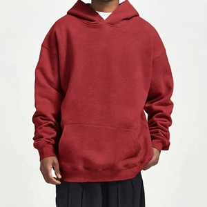Sweat à capuche personnalisé pour homme, coupe oversize, uni, en molleton, avec épaules tombantes et poche, style streetwear - Product Image 1