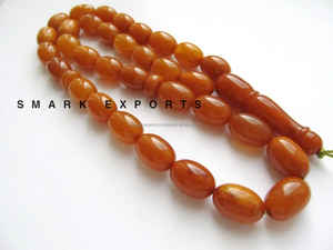 Résine d'ambre foncé Tasbih Misbah Subha Zikr perles de prière 33 perles ovales chapelet islamique musulman Dhikr Tasbeeh pour la méditation - Product Image 3