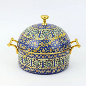 Casserole de luxe en acier inoxydable durable, isolée, motif mosaïque arabe coloré, intérieur antiadhésif émaillé - Product Image 5