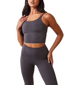 High Quality Eco-Friendly Plus Size Solid Yoga Set Women 4-Way Stretch Fitness Breathable Quick Dry Front Logo Yoga Set With OEM - Product Image 5