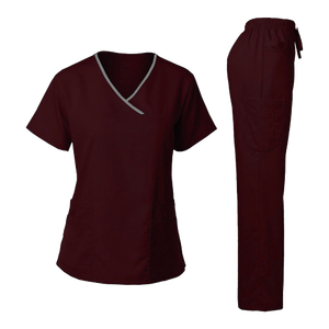 Unisex Healthcare <b>Scrub</b> Tops Moisture-Wicking Stretch 100% Cotton Shirts with V-Neck Collar Ribbed Side Panels Woven Fabric - Product Image 3