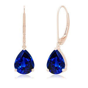 Boucles d'oreilles pendantes tendance Vaayu Jewels pour femme, en or 10K 14K 18K et argent 925 935, saphir taille poire, sertissage griffe, bijoux de mariage - Product Image 3