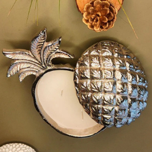 Portavelas de Plata con Forma de Piña y Tapa, Nuevo Diseño, Recipientes de Latón para Velas con Tapa en Forma de Piña - Product Image 1