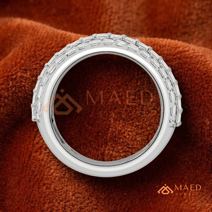 Luxury Triple Row Emerald Cut Moissanite Wedding Band 14K Gold East-West Horizontal Lab Diamond <b>Statement</b> <b>Ring</b> for Women - Product Image 3