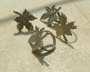 Leaf Napkin Rings | Polished Brass Silver-Tone Finish | <b>Mid</b>-<b>Century</b> Modern <b>Table</b> Decor - Product Image 4