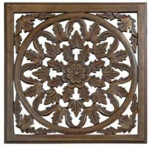 Round Carved Wooden Wall Hanging <b>Panel</b> Floral <b>Decorative</b> Wall Decor for Home Hotel Restaurant - Product Image 5