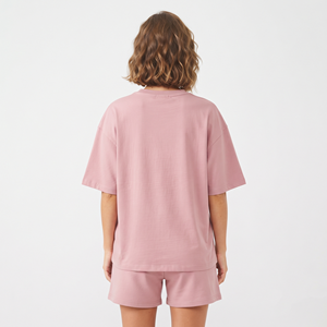 Ensemble Jogging d'été personnalisé avec logo, col rond, pour femme, deux pièces, tenue décontractée, t-shirt et short - Product Image 6