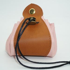 Handmade Leather <b>Dice</b> Cup Brown Classic Style Storage Case for Adult Use with Pink Trim and Drawstring Closure - Product Image 1