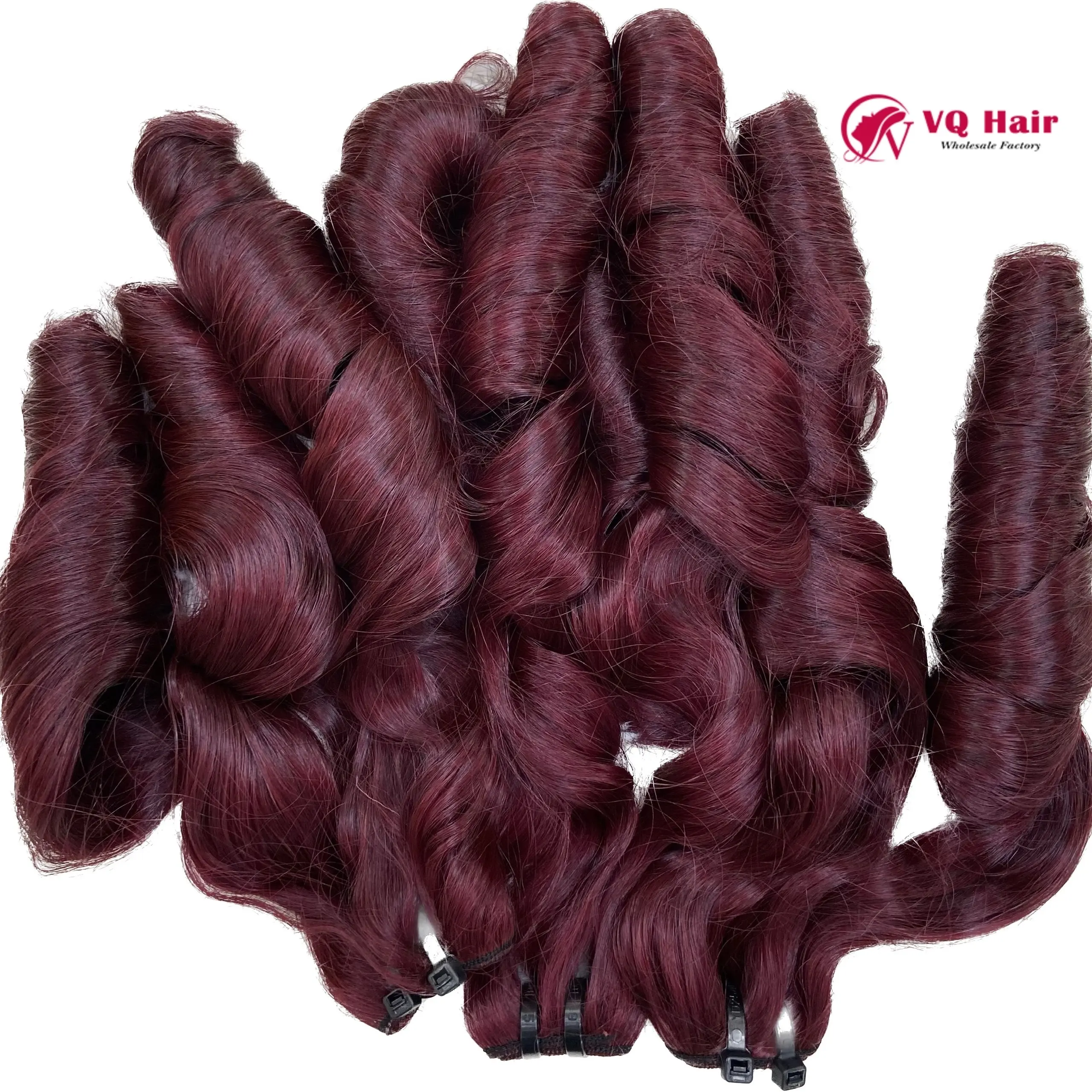 Bouncy Curly Wine red Color Vietnamese Hair Super Double Drawn quality Hot