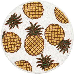 TOP QUALITY UNIQUE LEAF DESIGN HANDMADE GLASS <b>BEADED</b> TABLE <b>PLACEMATS</b> at WHOLESALE PRICE Embroidered - Product Image 1