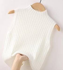 Camisola de Seda de Hielo Tejida a Mano 100% Algodón para Mujer, Ropa Interior de Verano, Camiseta sin Mangas con Cuello Redondo - Product Image 6