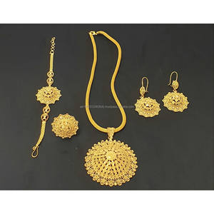 Dubai 4GM 24KT Gold Plated Women's Jewelry Set Gold Filled Earring Ring <b>Bracelet</b> Fashion Wedding Anniversary Direct Factory New - Product Image 3