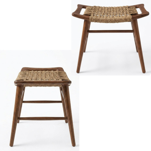 Chaises de jardin en teck massif avec sièges en corde résistante, design moderne et élégant, portables et utilisables en chambre. - Product Image 3