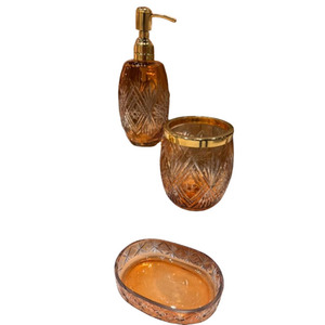 Elegant Glass <b>Bathroom</b> <b>Accessories</b> <b>Set</b> 5 Piece with Soap Dispenser for <b>Bathroom</b> Vanity Countertop - Product Image 2