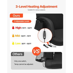 เก้าอี้พับแบบพกพาพร้อมเบาะรองนั่งปรับเอนได้ 3 ระดับ พร้อมระบบทำความร้อนสำหรับที่นั่งในสนามกีฬา มีพนักพิงหลังแบบกว้าง และระบบทำความร้อนสองชั้น - Product Image 6