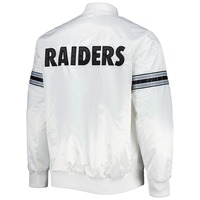 Blouson bomber blanc Oakland Raiders pour homme, logo brodé, col montant, vêtement décontracté pour l'automne