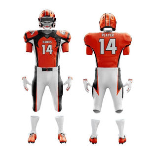 Uniformes de football américain respirants à manches courtes sur mesure, maillots et pantalons de haute qualité, fabricant OEM/ODM et fournisseur en gros - Product Image 2