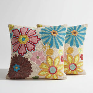 Funda de Cojín Cuadrada Artesanal con Diseño Bordado y Cuentas, 100% Poliéster, Cierre de Cremallera, para Decoración del Hogar - Product Image 6