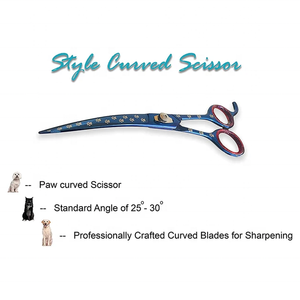 Tijera de hoja curva para el cuidado de mascotas de alta calidad, Tijera para el cuidado del cabello con revestimiento de Color personalizado con tijeras de tornillo ajustables - Product Image 5