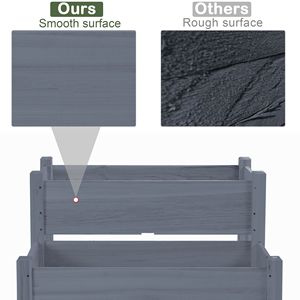 Classic 2-Tier Wooden <b>Planter</b> Box Self-Watering Raised Garden Bed for <b>Vegetables</b> Herbs Flowers-Gray - Product Image 5