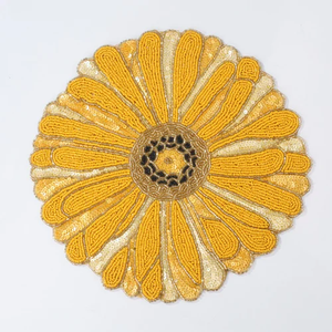 Handmade Beaded Needlework <b>Placemat</b> <b>Round</b> Decorative Dining Table Setting custom Design - Product Image 1