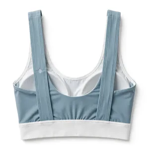 Amkoor Soutien-gorge de sport bleu clair pour femme, sans armatures, dos nageur, couvrance complète, séchage rapide, respirant, en Spandex et Nylon, toutes saisons - Product Image 2