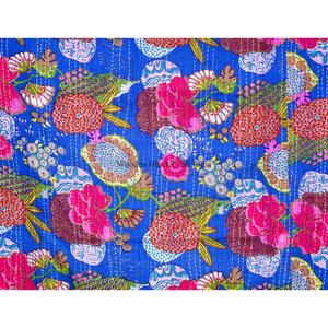 Cubrecama Kantha de algodón 100% orgánico, reversible, estampado a mano, de la mejor calidad, ecológico, para todas las estaciones, tamaño doble, estilo vintage. - Product Image 2