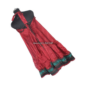 Nuevo Vestido Maxi de Seda Sari Vintage Hecho a Mano en India, Estilo Bohemio 2026, Elegante Vestido de Noche sin Mangas para Mujer - Product Image 4