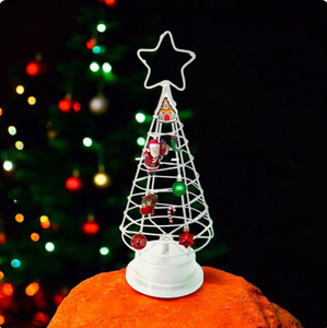 Premium White Metal Wire Christmas <b>Tree</b> Figurine with Star Top Lighted <b>Tabletop</b> Sculpture Modern Minimalist Holiday Decor - Product Image 3