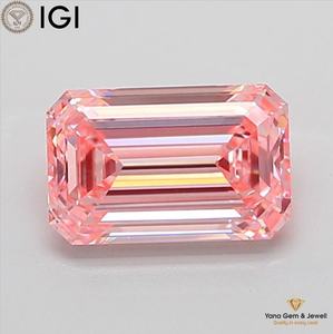 ใบรับรอง IGI เพชร CVD ขนาด 4.02 กะรัต สีชมพูสดใส ระดับความสะอาด VVS2 ทรงมรกต สำหรับจี้เพชรเดี่ยว ของขวัญ - Product Image 1