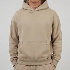 เสื้อฮู้ดดี้โอเวอร์ไซส์ผ้าถักเนื้อหนา ทรงหลวม ไหล่ตก สีพื้น สำหรับฤดูใบไม้ร่วง ผู้ชาย สไตล์ลำลอง ผ้าฝ้าย 100% คุณภาพสูง 500gsm - Product Image 3